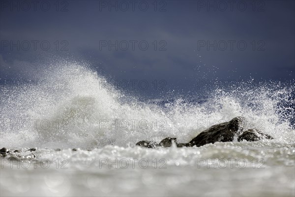 Storm Lolita raging on the stony shore in Hagnau