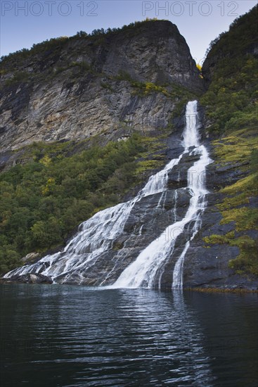Waterfall into Geiranger Fjord
