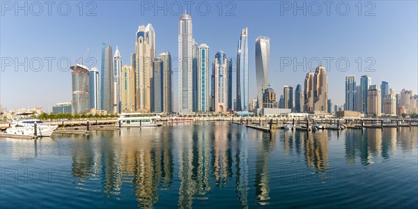 Dubai Marina and Harbour Skyline Architecture Luxury Holiday in Arabia Panorama in Dubai