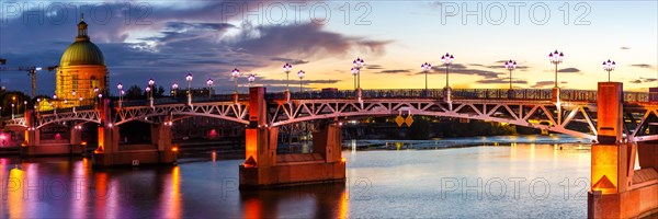 Pont Saint-Pierre Bridge with Garonne River Panorama in Toulouse