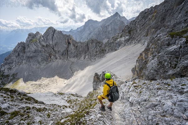 Hikers on the via ferrata