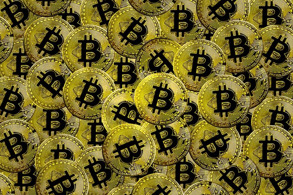 Bitcoin BTC crypto currency gold coins abstract texture