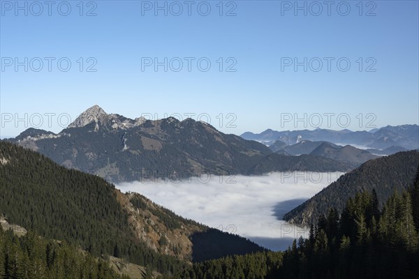 View from Taubensteinhaus of mountains above cloud cover