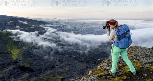 Hiker photographs spectacular landscape