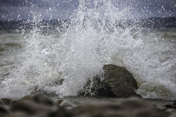 Storm Lolita raging on the stony shore in Hagnau