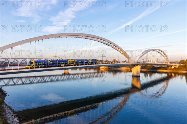 Beatus Rhenanus Bridge for tramway over river Rhine in Strasbourg