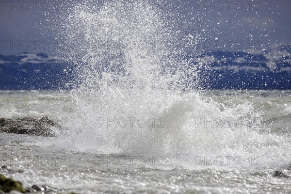 Storm Lolita raging on the stony shore in Hagnau