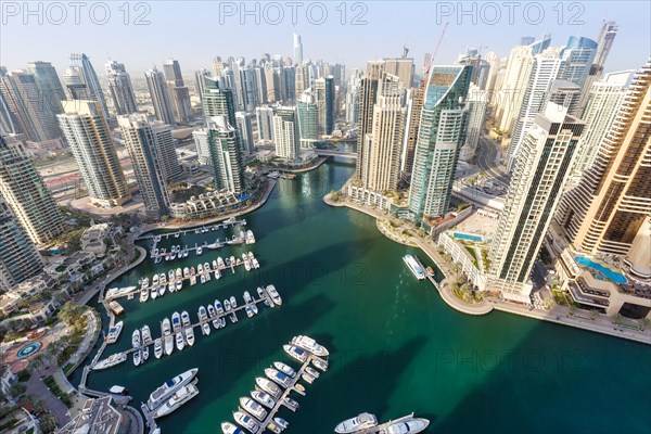 Dubai Marina and Harbour Skyline Overview Architecture Luxury Holidays in Arabia with Boats in Dubai