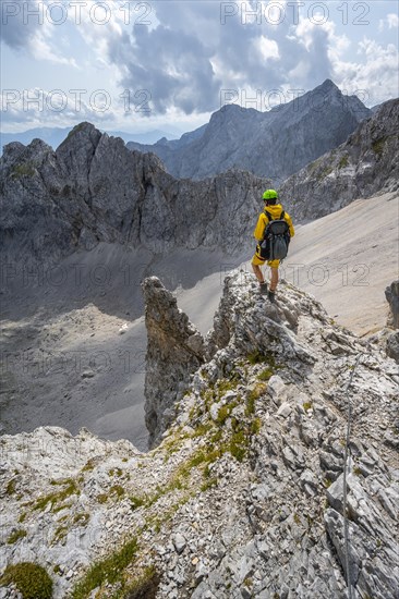 Hiker on rocky outcrop