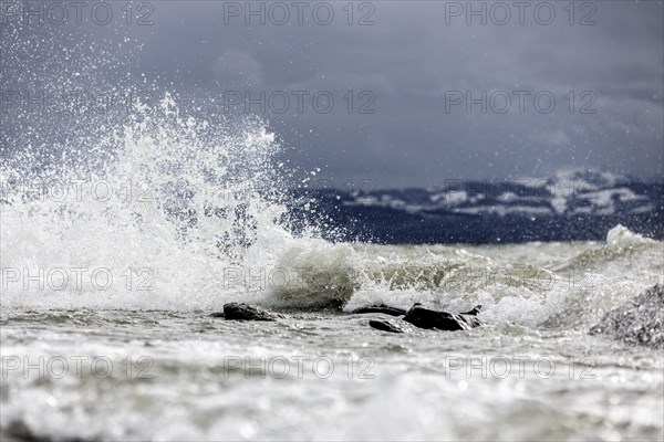 Storm Lolita raging on the stony shore in Hagnau