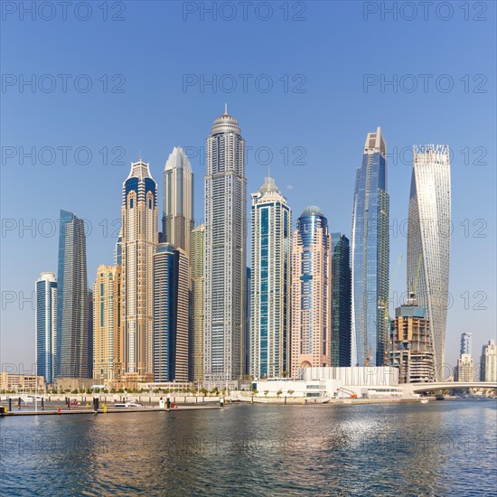 Dubai Marina and Harbour Skyline Architecture Luxury Holiday in Arabia square in Dubai