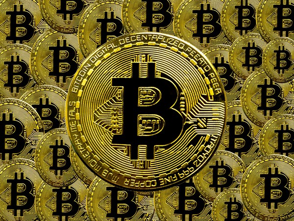 Bitcoin BTC crypto currency gold coins abstract texture