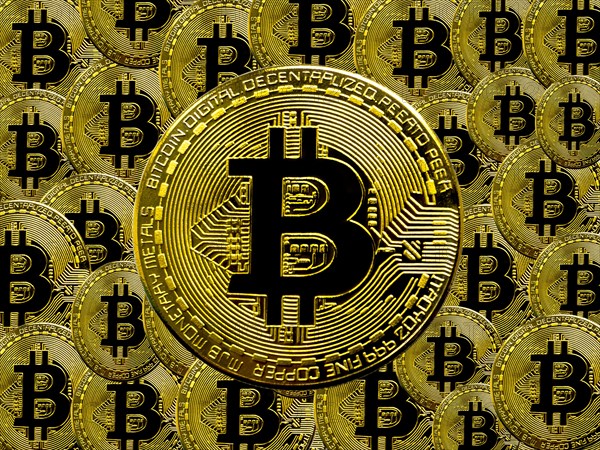 Bitcoin BTC crypto currency gold coins abstract texture