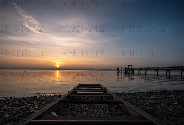 Slipway at sunset at the Lake Ammer