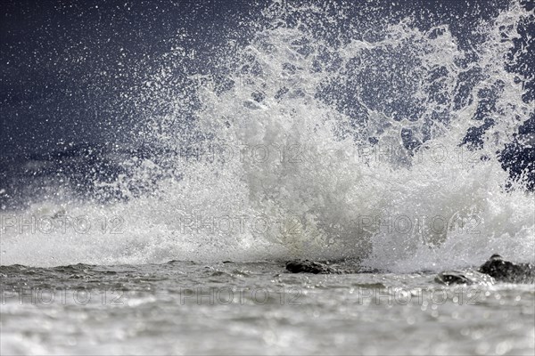 Storm Lolita raging on the stony shore in Hagnau