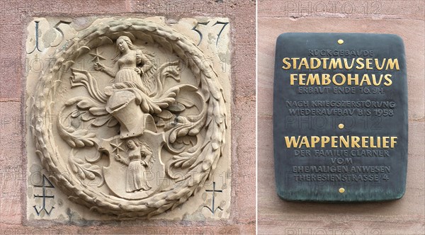 Coat of arms of the 1557 Liberation of the Clarner family with information panel