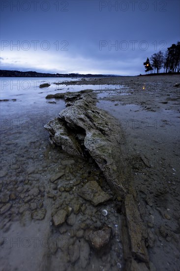 Shore in the morning during a storm on Lake Constance