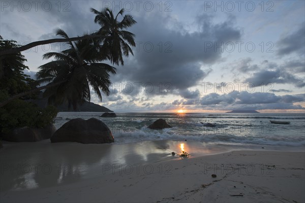 Sunset on the beach of Beau Vallon