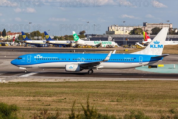 KLM Boeing 737-900 aircraft with registration PH-BXS at the airport in Lisbon