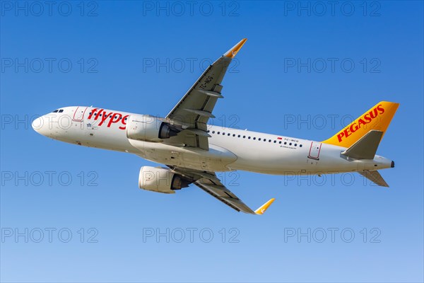 A Pegasus Airbus A320neo with registration TC-NCG at the airport in Munich