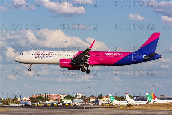 A Wizzair Airbus A321neo with registration number HA-LVH at the airport in Lisbon