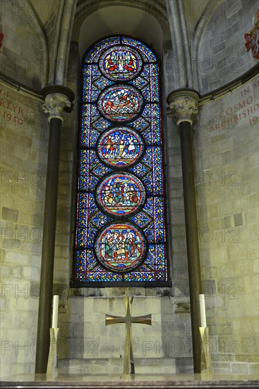 Medieval stained glass window