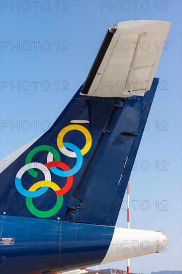 An Olympic Air ATR 42-600 aircraft with registration SX-OAX at the airport in Athens