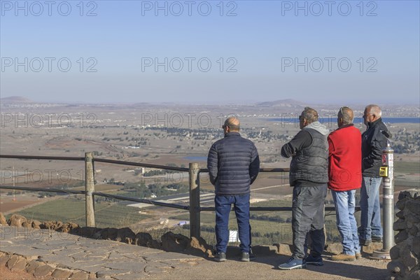 Visitors on the viewpoint Mount Bental