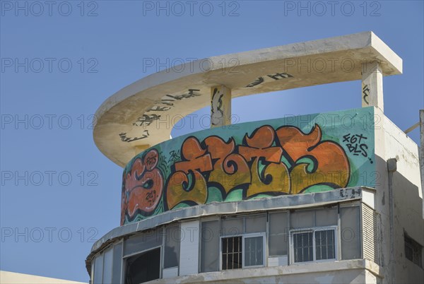 Bauhaus building with graffiti