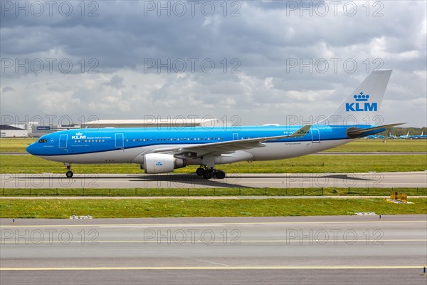 An Airbus A330-200 aircraft of KLM Royal Dutch Airlines with registration PH-AOD at the airport in Amsterdam