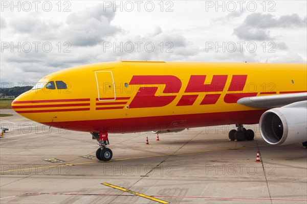 An Airbus A300-600F aircraft of DHL European Air Transport with registration D-AEAH at EuroAirport