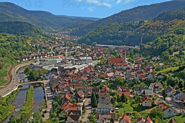 View of Obertsrot and the Sacred Heart Church from the Eberstein Castle Winery