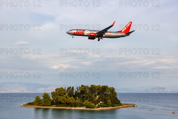 A Jet2 Boeing 737-800 with registration G-JZHW at Corfu Airport