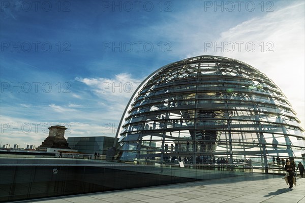 The glass roof of the Reichstag dome in the plenary hall