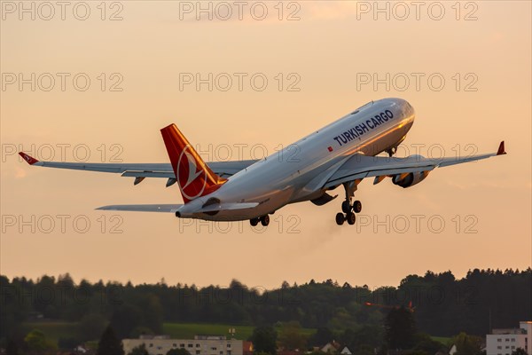 An Airbus A330-200F aircraft of Turkish Cargo with the registration TC-JOO at the airport in Zurich