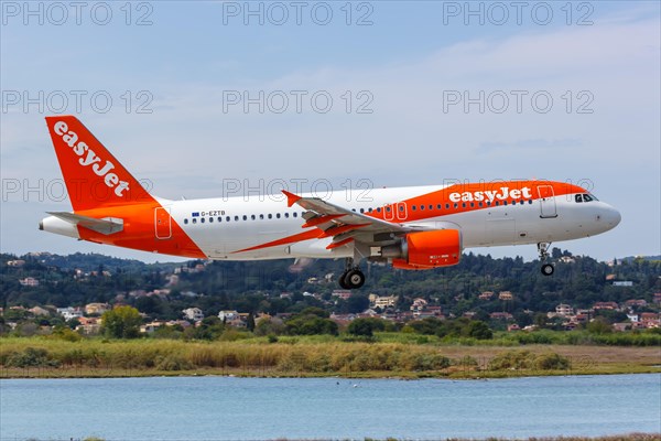 An EasyJet Airbus A320 aircraft with registration G-EZTB at Corfu Airport