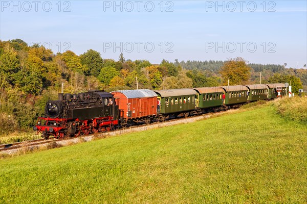 Steam railway Steam train Steam locomotive on the Strohgaeubahn in Weissach