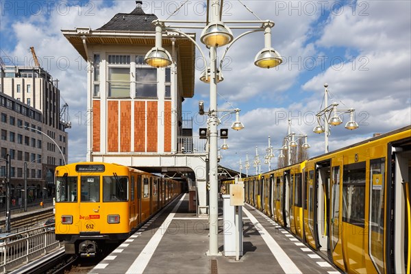 Underground at Warschauer Strasse station stop in Berlin