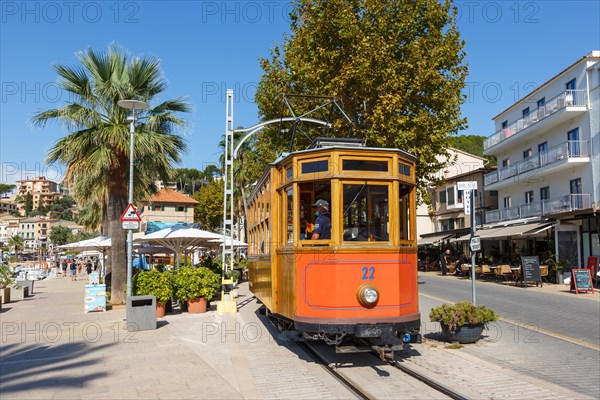 Historic tramway Tram Tranvia de Soller public transport transport transport in Majorca in Port de Soller