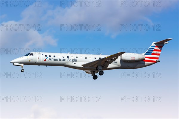 An Embraer 140 aircraft of American Eagle Envoy Air with registration N817AE at New York John F Kennedy