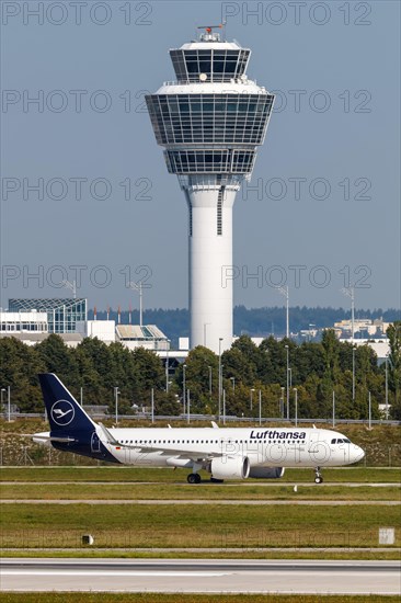 A Lufthansa Airbus A320neo aircraft with the registration D-AINM at the airport in Munich