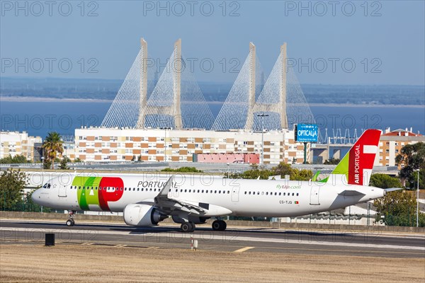 An Airbus A321neo aircraft of TAP Air Portugal with registration CS-TJQ at the airport in Lisbon