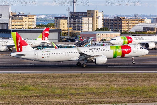 A TAP Air Portugal Airbus A321LR with registration CS-TXB at the airport in Lisbon