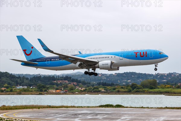 A TUI Boeing 767-300ER with the registration G-OBYG at Corfu Airport