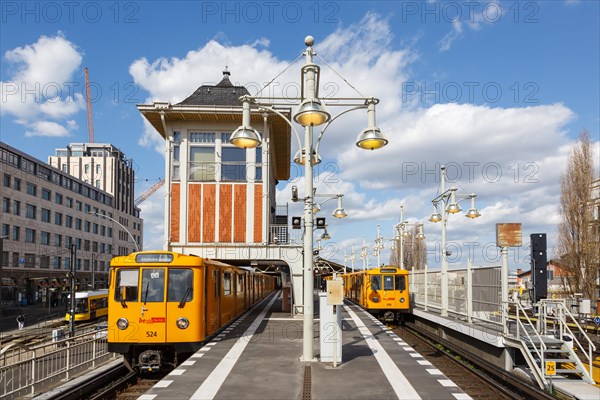 Underground at Warschauer Strasse station stop in Berlin