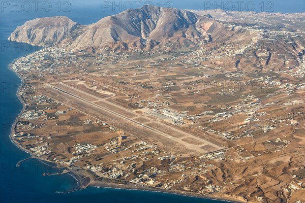 Overview Aerial View Airport in Santorini