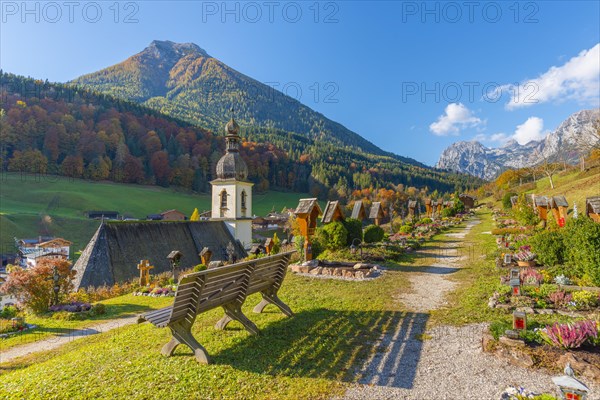 Mountain Cemetery with Parish Church of St. Sebastian Ramsau