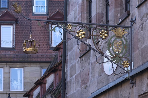 Nose shield with crown from the historic inn Zur gulden Krone