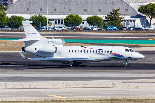 A Dassault Falcon 7X of VW Air Services with the registration D-AGBH at the airport in Lisbon