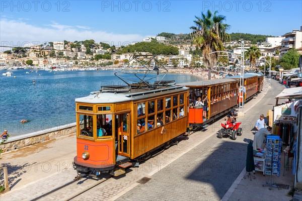 Historic tramway Tram Tranvia de Soller public transport transport transport in Majorca in Port de Soller